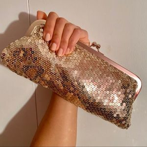 SOLD Loft Gold Sequin Clutch
